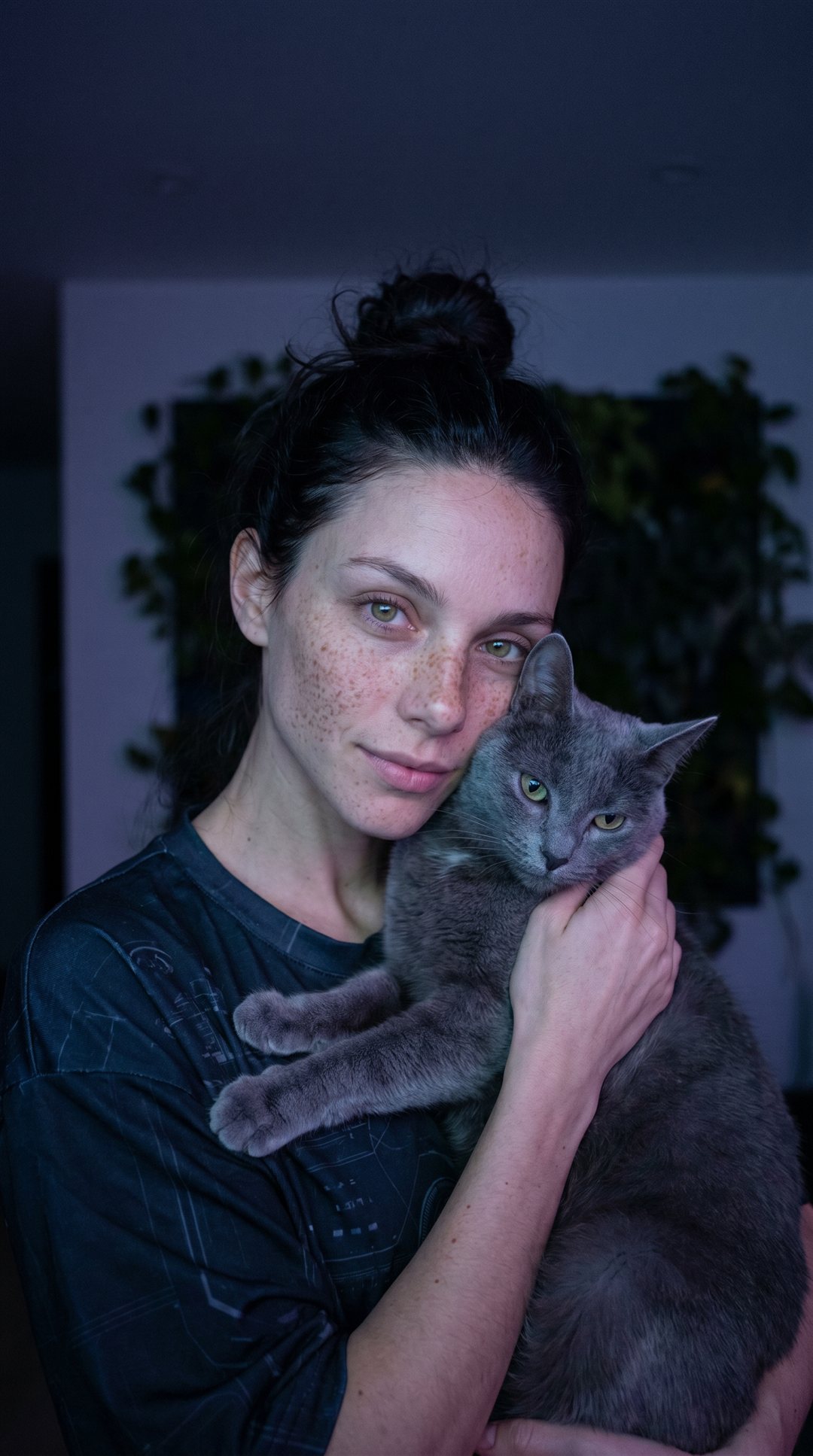 The same AI model at home with a cat