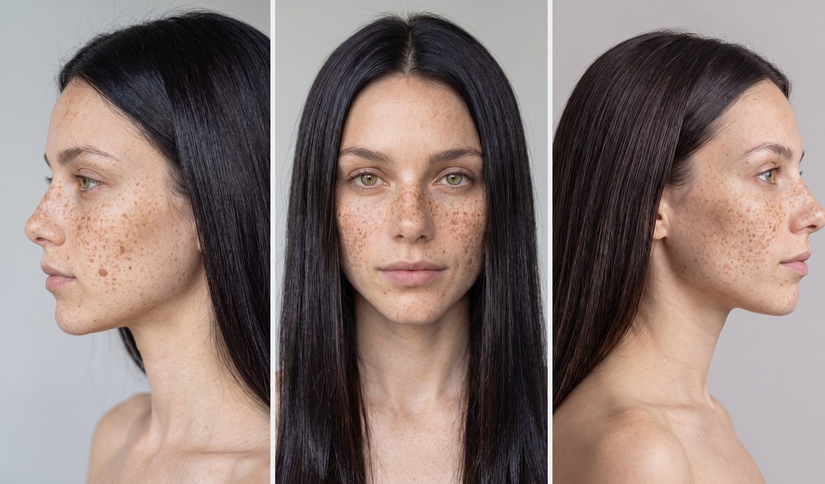 Face sheet: left profile + front + right profile